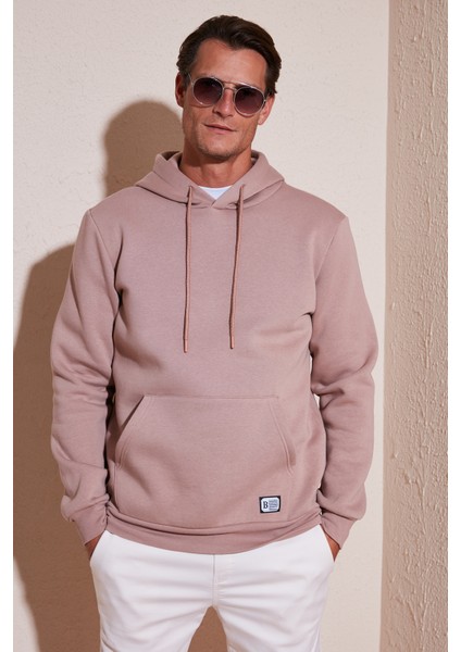 Slim Fit Kapüşonlu Kanguru Cepli Içi Tüylü Yumuşak Şardonlu Sweat Erkek Sweat 5905281
