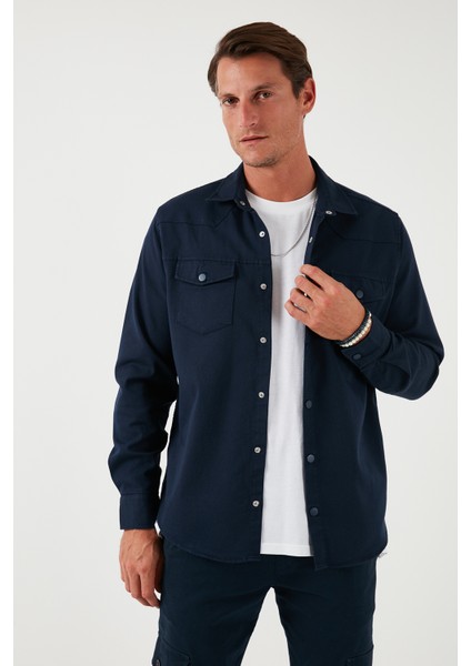 Pamuklu Regular Fit Çift Cepli Gömlek Erkek Gömlek CF24W116927 modelleri