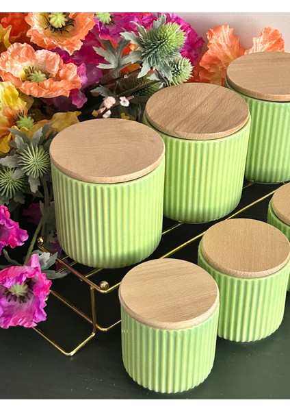 Edora Yeşil 7 Parça Baharatlık Takımı,bambu Vakum Kapaklı Kavanoz Seti fiyatları