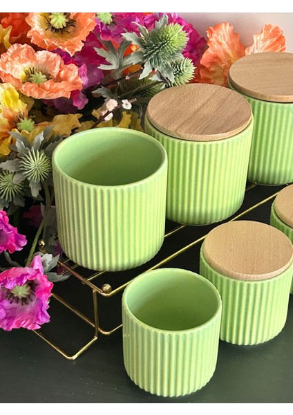 Edora Yeşil 7 Parça Baharatlık Takımı,bambu Vakum Kapaklı Kavanoz Seti modelleri