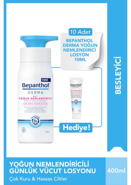 Derma Günlük Yoğun Nemlendirici 400 ml Losyon & 10 adet Yoğun Nemlendirici Losyon 10 ml