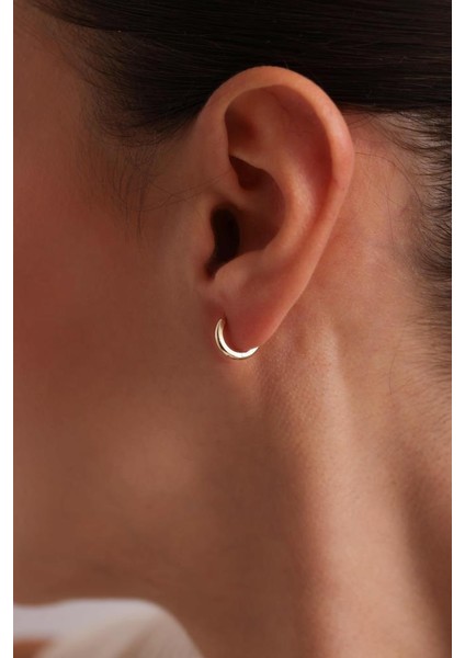 Altın Düz Oval Halka Küpe 1.2 cm 2mm