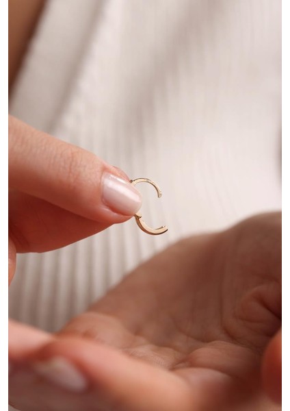 Altın Düz Oval Halka Küpe 1.2 cm 2mm modelleri