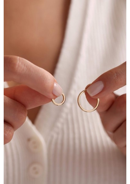 Altın Düz Oval Halka Küpe 1.2 cm 2mm fırsatları