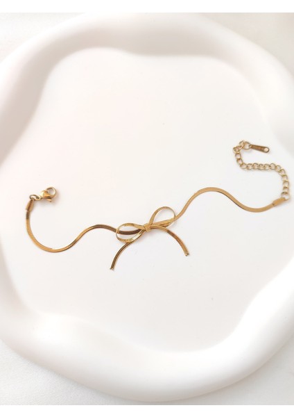 Kadın Paslanmaz Çelik Kurdele Fiyonk Model Bileklik