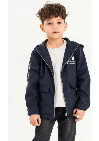 Kapüşonlu Fermuarlı Nakış Süslemeli Su Geçirmez Erkek Çocuk Ceket modelleri