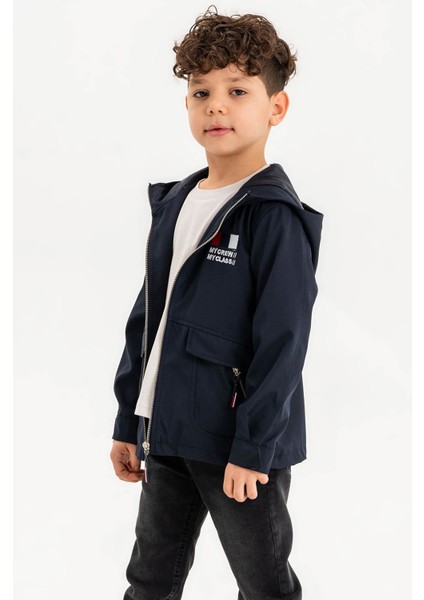 Kapüşonlu Fermuarlı Nakış Süslemeli Su Geçirmez Erkek Çocuk Ceket fırsatları
