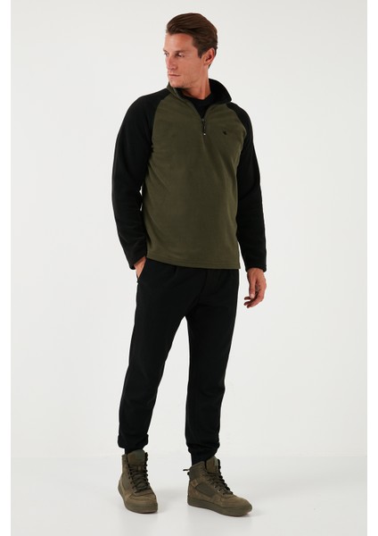 Slim Fit Yarım Fermuarlı Soğuk Geçirmez Kışlık Şardonlu Polar Erkek POLAR 5906055 modelleri