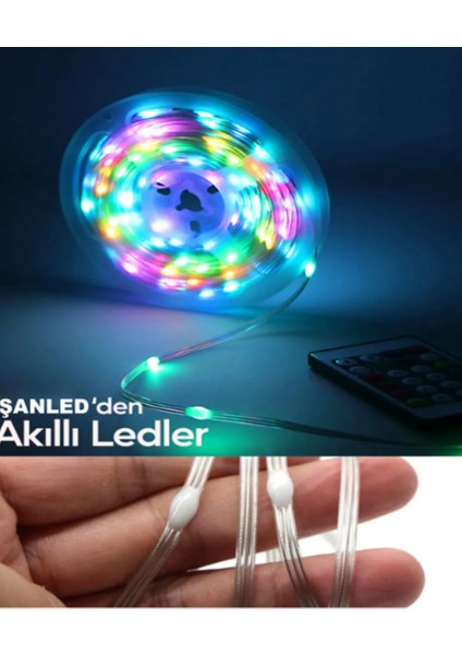 Sese ve Müziğe Duyarlı Bluetooth Özellikli Rgb Şerit LED - 10 Metre 5050 Smd Iç Mekan 3 Çip