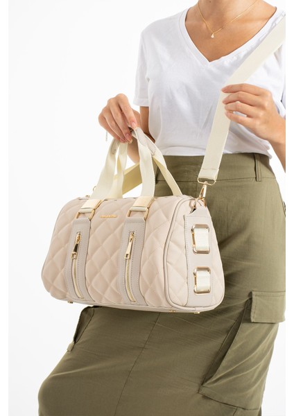 Kadın Büyük Boy Spor Model Kapitone 4 Gözlü Uzun Askılı El & Omuz Çantası Krem 7041 fiyatları