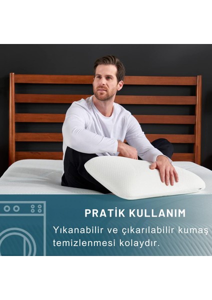Visco Yastık Memory Foam Boyun Yastığı Hafızalı Ortopedik Yastık 60X40X15 cm