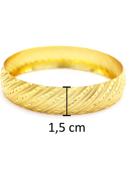 Bz Imıtasyon Bilezik 1.5 cm Yan Çizgili Model Altın Kaplama Bilezik BLZ-3086 modelleri