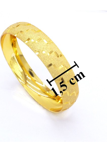 Bz Altın Kaplama 15 mm Desenli Simli Bilezik BLZ-3043 modelleri