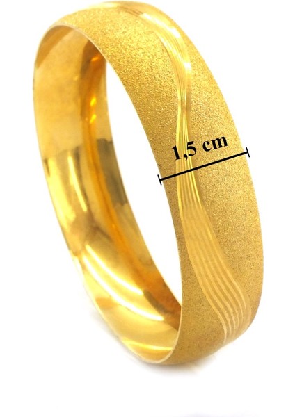 Bz Altın Kaplama Dalgalı Simli 1.5 cm Bilezik BLZ-3054