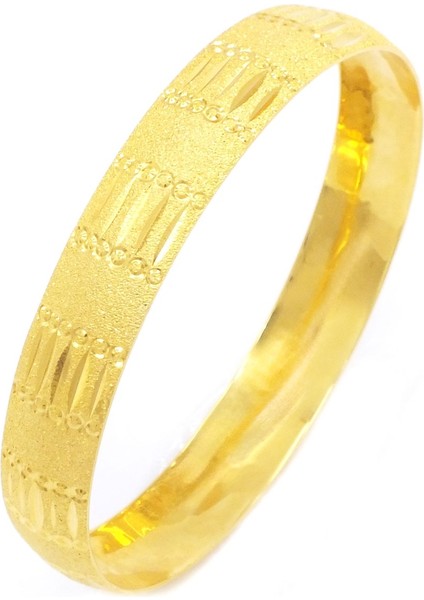 Bz 22 Ayar Altın Kaplama 1 cm Çizgili Noktalı Bilezik BLZ-3075