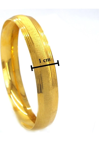 Bz 22 Ayar Altın Kaplama Dikey Çizgili 1 cm Bilezik BLZ-3067 modelleri