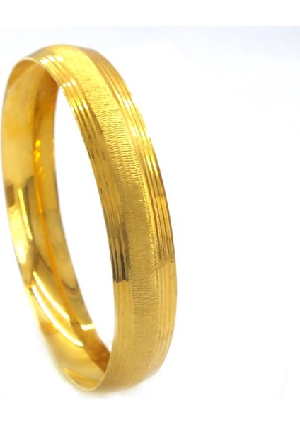 Altın Kaplama Dikey Çizgili 1 cm Bilezik BLZ-3067