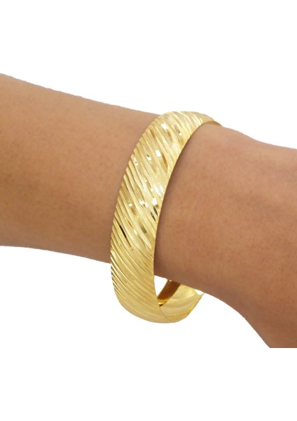 Bz 22 Ayar Altın Kaplama 1.5 mm Yan Çizgili Bilezik BLZ-1244 modelleri