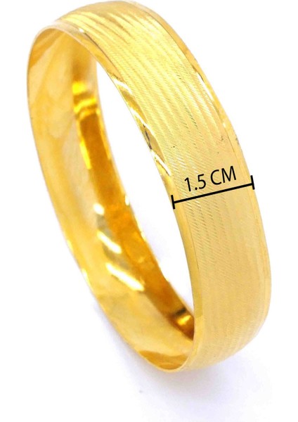 Bz 22 Ayar Altın Kaplama 15MM Dikey Çizgili Bilezik Kalınlık BLZ-1151 modelleri