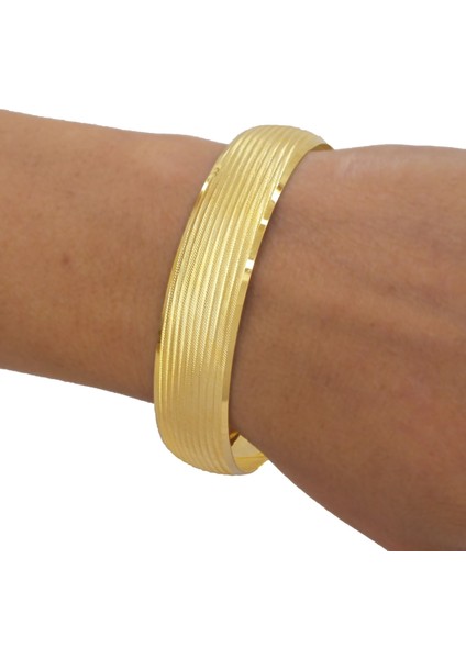 Bz 22 Ayar Altın Kaplama 15MM Dikey Çizgili Bilezik Kalınlık BLZ-1151 fırsatları