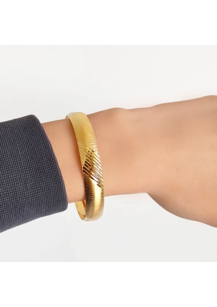 Bz 22 Ayar Altın Kaplama Yan Çizgili Bilezik 1 cm BLZ-3007 fiyatları