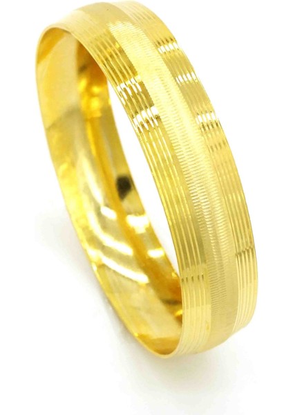 Bz 22 Ayar Altın Kaplama 15 mm Dikey Çizgili Bilezik BLZ-1104