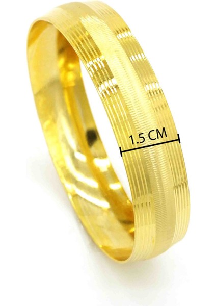 Bz 22 Ayar Altın Kaplama 15 mm Dikey Çizgili Bilezik BLZ-1104 modelleri