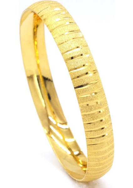 Bz 22 Ayar Altın Kaplama Çizgili Bilezik 1 cm BLZ-3005