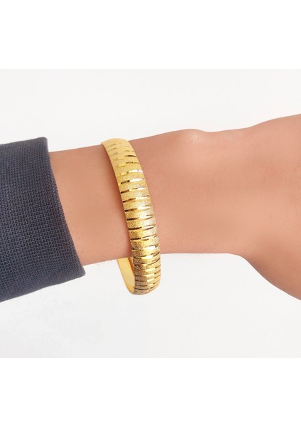 Bz 22 Ayar Altın Kaplama Çizgili Bilezik 1 cm BLZ-3005 fiyatları