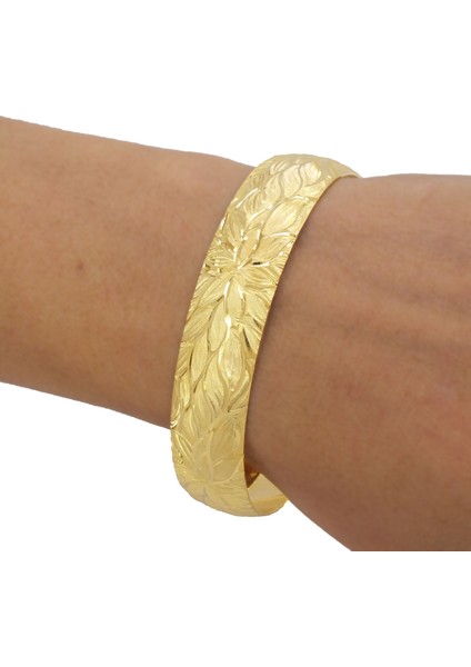 Bz 22 Ayar Altın Kaplama 15 mm Lotus Çiçeği Motifli Bilezik BLZ-1461 indirimleri