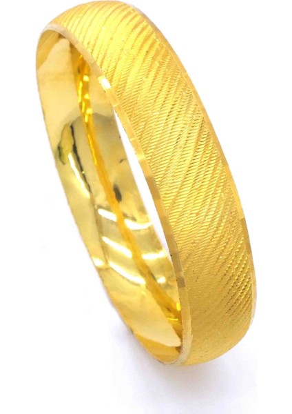 Bz 22 Ayar Altın Kaplama 15 mm Yan Çizgili Bilezik BLZ-1307