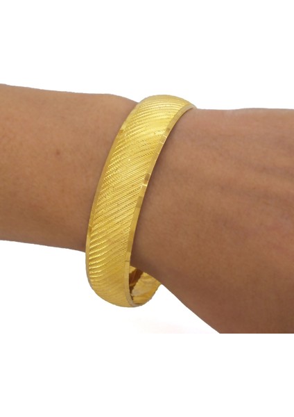 Bz 22 Ayar Altın Kaplama 15 mm Yan Çizgili Bilezik BLZ-1307 modelleri