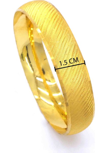 Bz 22 Ayar Altın Kaplama 15 mm Yan Çizgili Bilezik BLZ-1307 fırsatları