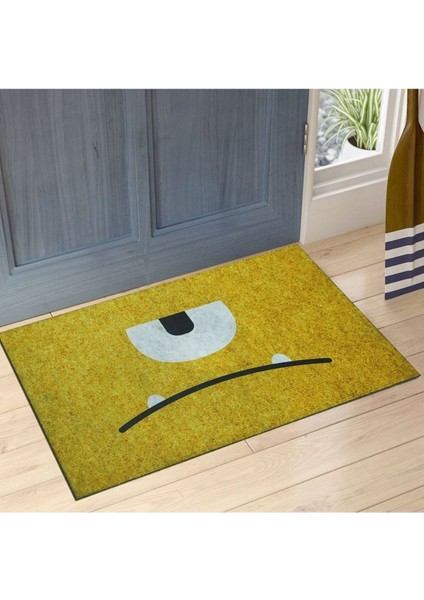 Canavar Emoji Çift Taraflı Kauçuk Kapı Önü Paspası