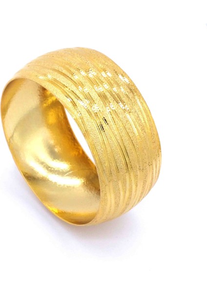 Bz 22 Ayar Altın Kaplama Mega Çizgili Bilezik 3 cm BLZ-1147