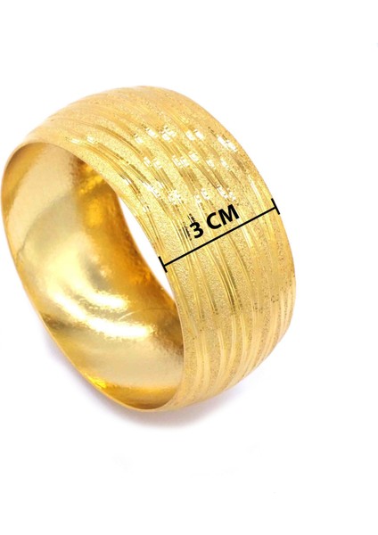 Bz 22 Ayar Altın Kaplama Mega Çizgili Bilezik 3 cm BLZ-1147 modelleri