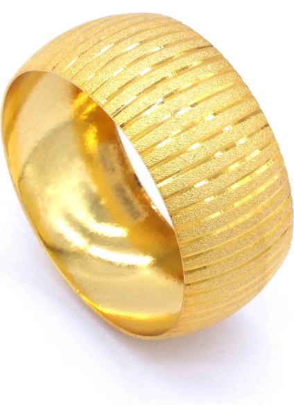 Bz 22 Ayar Altın Kaplama Mega Simli Çizgili Bilezik 3 cm BLZ-1114