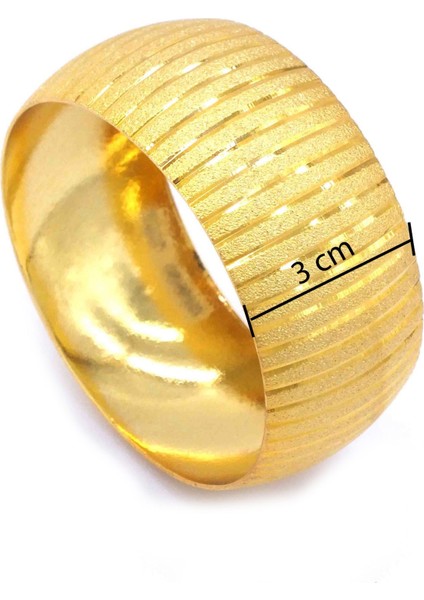 Bz 22 Ayar Altın Kaplama Mega Simli Çizgili Bilezik 3 cm BLZ-1114 modelleri