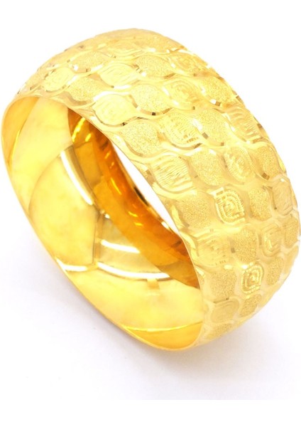 Bz 22 Ayar Altın Kaplama 3 cm Desenli Simli Bilezik BLZ-3040