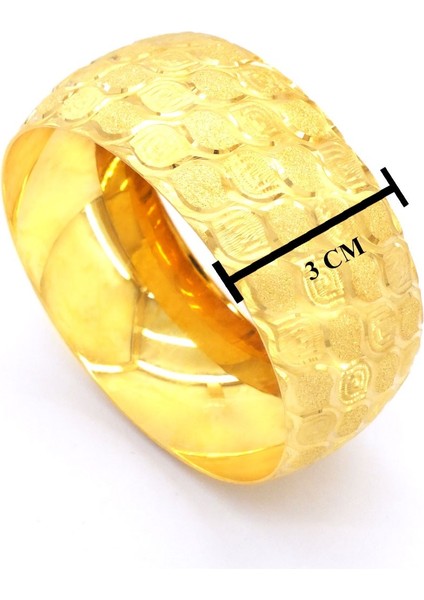 Bz 22 Ayar Altın Kaplama 3 cm Desenli Simli Bilezik BLZ-3040 fiyatları