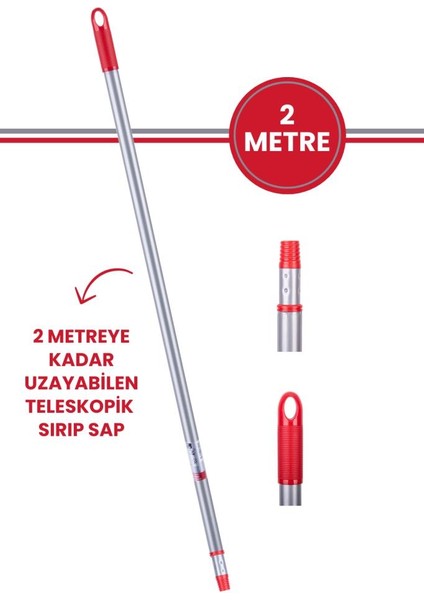 Teleskopik Uzatmalı Metal Sırık Sap 2 Metre Yeni Tasarım