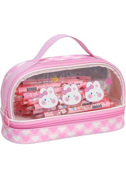 Karikatür Büyük Kapasiteli Kalem Kutusu Öğrenci Taşınabilir Kalem Kutusu Sevimli Kozmetik Çantası Kalem Kutusu (Yurt Dışından)