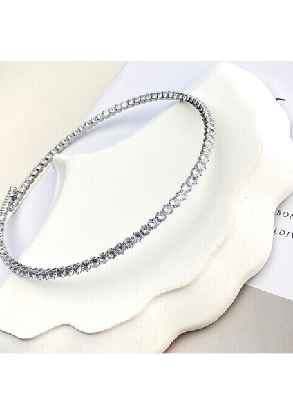 Choker Kolye Ince Su Yolu Esnek Kelepçe Model Yüksek Kalite 316 L Çelik Silver 39 cm