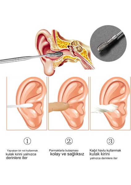 6 Çantalı Kulak Temizleme Çubuğu Seti Kulak Bakım