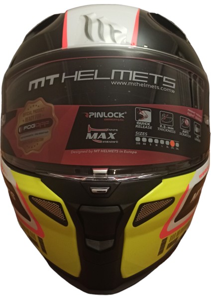 Mtrsa1 mt Kask Full Face Revenge 2 Siyah Sarı Beyaz Rs A1 2x-Large