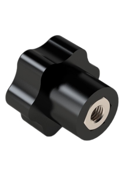 Isıya Dayanıklı Yanmaz Mobilya-Makine Tutamak Kulp 10-Adet (Yıldız-Ø70 MM-M14-BAKALIT-SIYAH)