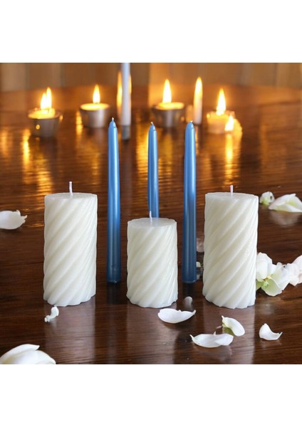 Mak Candle Dekoratif 6'lı Mum Hediyelik Şamdan ve Blok Set