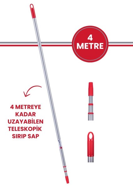 Teleskopik Uzatmalı Metal Sırık Sap 4 Metre Yeni Tasatım
