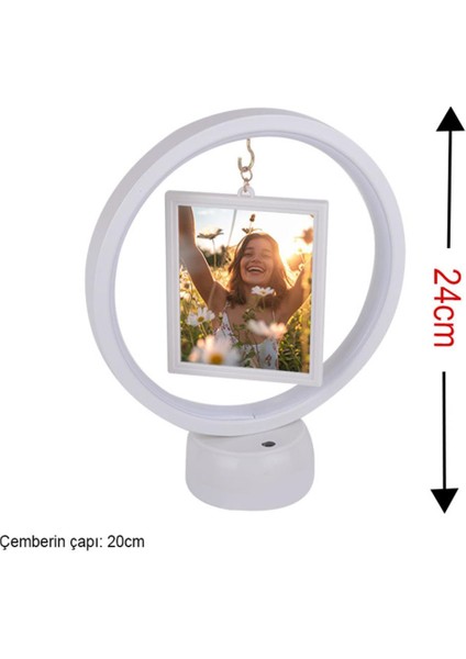 Yuvarlak Içi Kare Led Işıklı Fotoğraf Çerçevesi modelleri