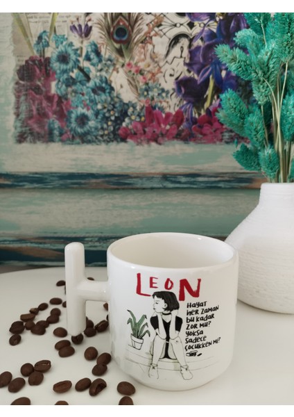 Leon Resimli Yazılı Kupa